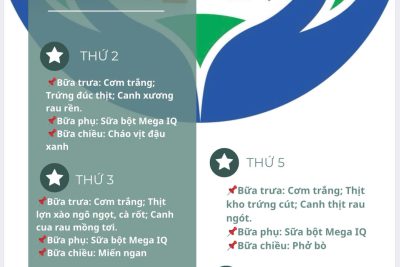 Thực đơn dinh dưỡng tuần 3, tháng 4/2026 (từ 13/4/2026-17/4/2026)