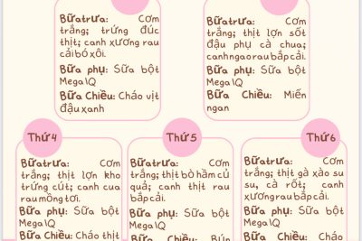 THỰC ĐƠN TUẦN 1 THÁNG 3 NĂM 2026