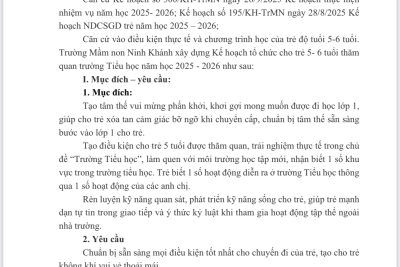 KẾ HOẠCH TỔ CHỨC CHO TRẺ MẪU GIÁO 5-6 TUỔI THAM QUAN TRƯỜNG TIỂU HỌC NINH KHÁNH