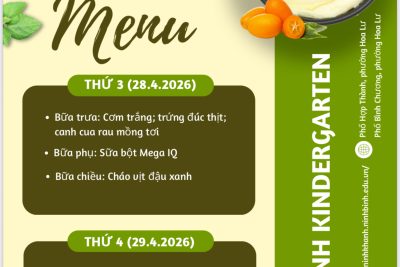 THỰC ĐƠN TUẦN 1 THÁNG 5 NĂM 2026