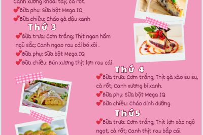 Thực đơn tuần 4 tháng 1 năm 2026